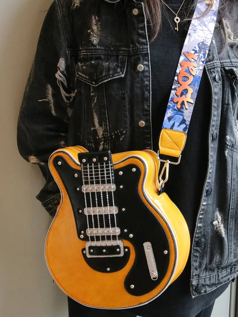 Rockstar - Vintage Retro Gitarr Crossbody Väska