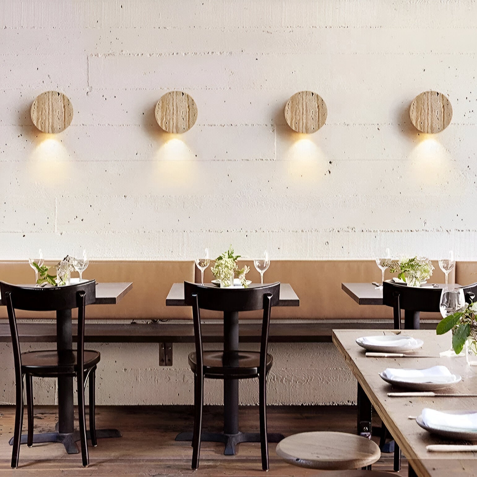 Zen-inspirerad travertin LED-vägglampa – Minimalistisk stenaccentlampa