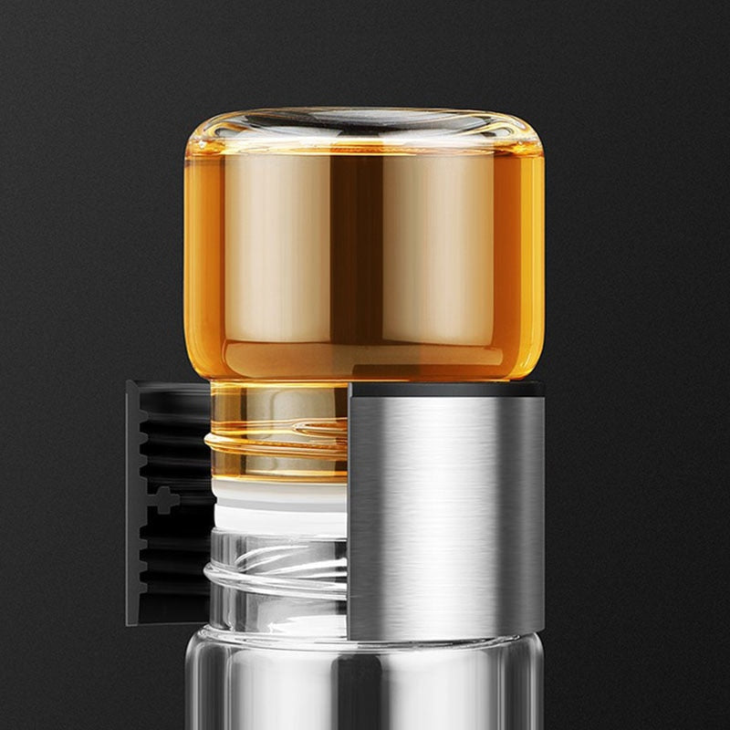 Isolerad teflaska i glas – Dubbelväggig termosmugg med inbyggd sil