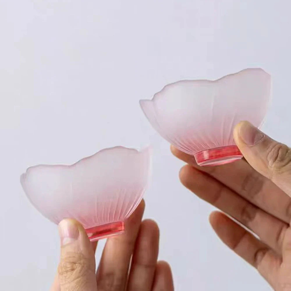 Set med 4 japanska Sakura-keramiska skålar - glaserat blomporslin