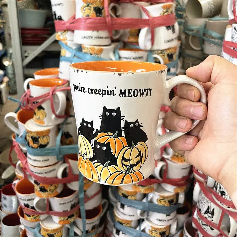 Kuslig söt Halloweenmugg – Keramisk kaffekopp för säsongsdrycker