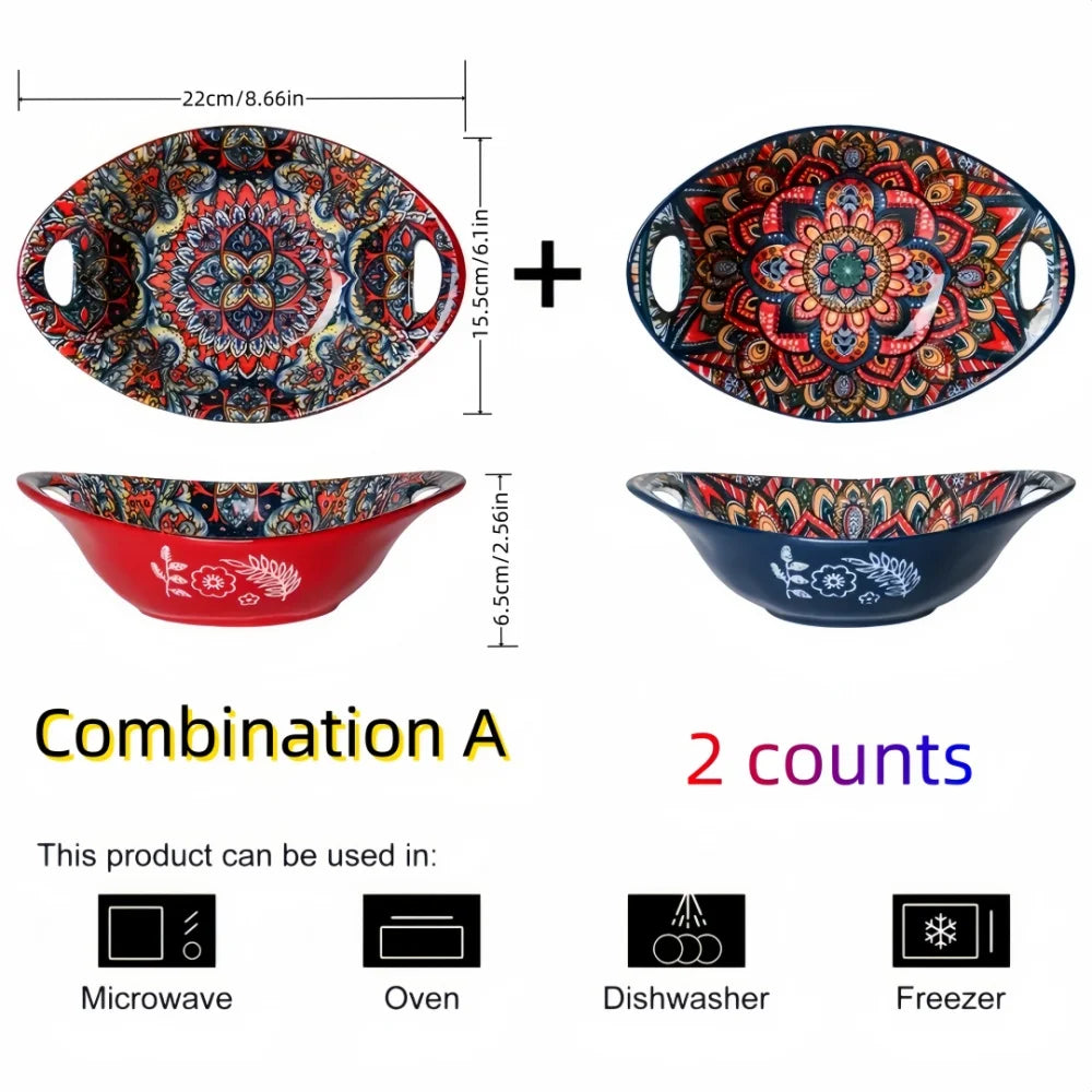 Boho Mandala Serveringsskålset – Konstnärligt Keramiskt Servis