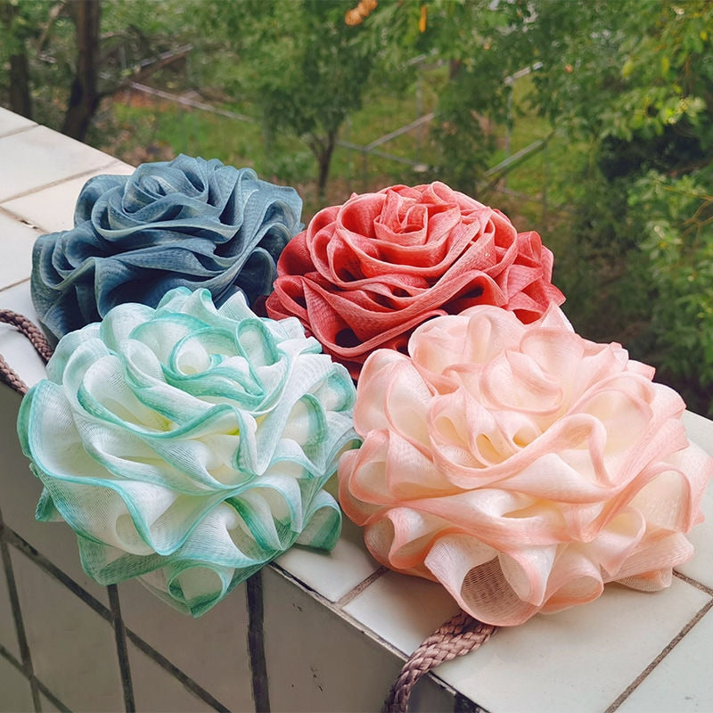 Blommig duschsvamp – Mild hudpolerande badpuff