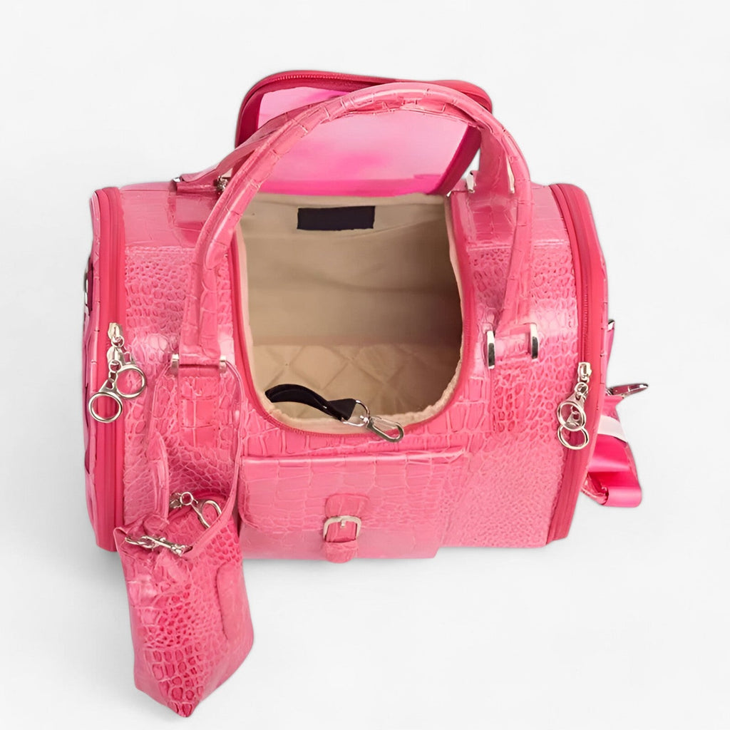 Chic PU-lädertransportör för husdjur – Bekväm och trendig resväska för små hundar och katter