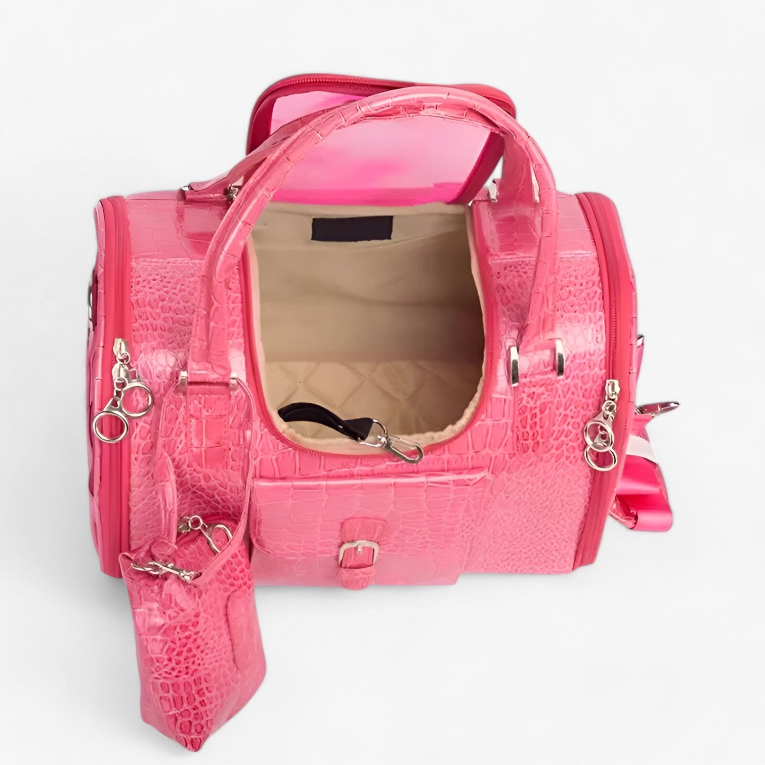 Chic PU-lädertransportör för husdjur – Bekväm och trendig resväska för små hundar och katter