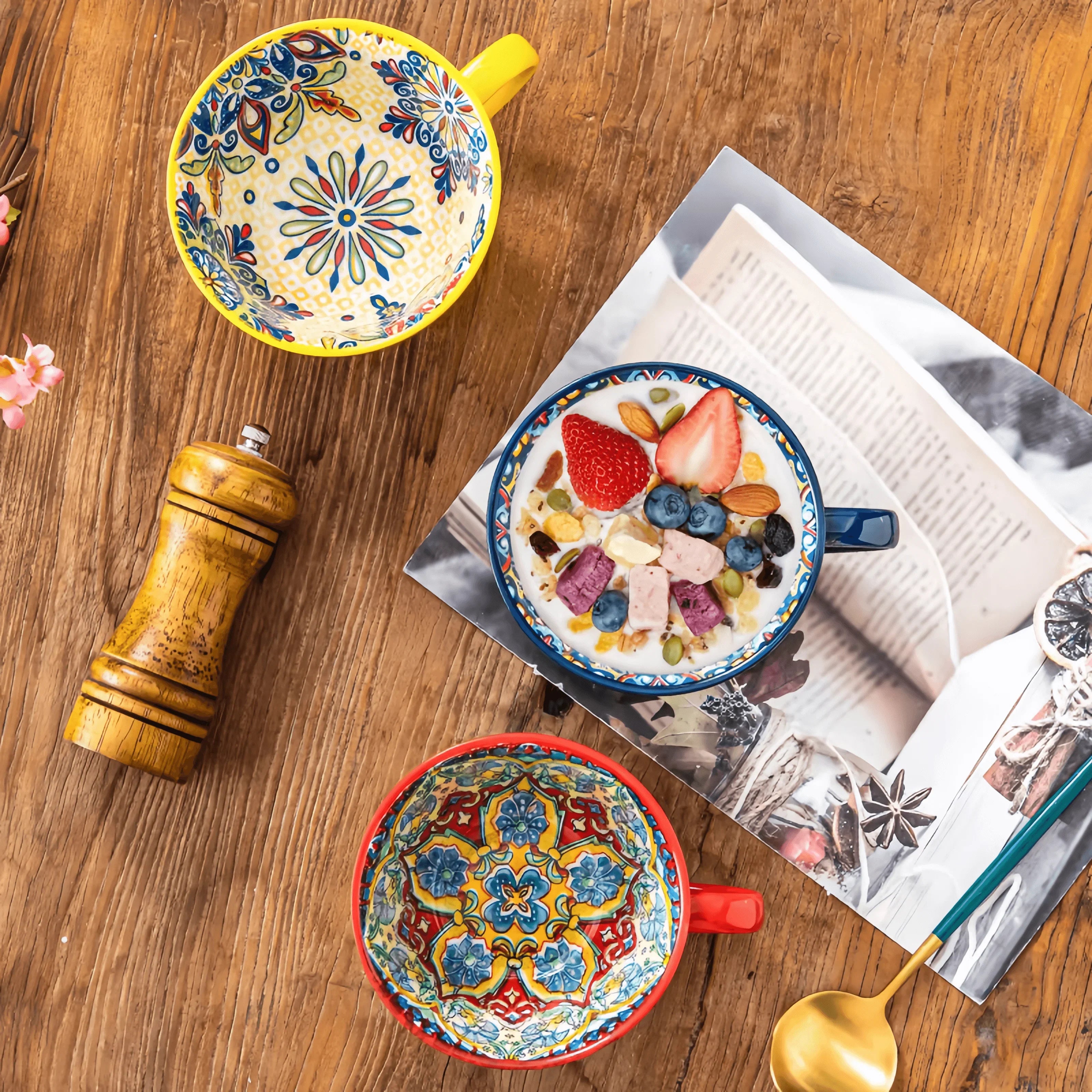 Boho Mandala Kaffekopp – Konstnärlig Keramisk Mugg för Te och Latte