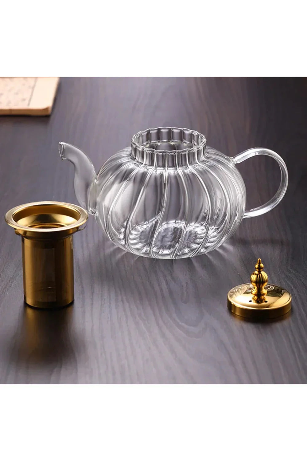 Snygg lösblads-tekanna med teinfuser och lock — Elegant brygd för teälskare