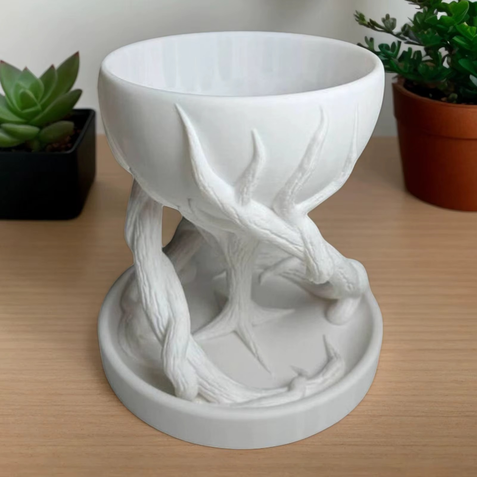 Rustik trädrotsblomkruka - Konstnärlig träplanter