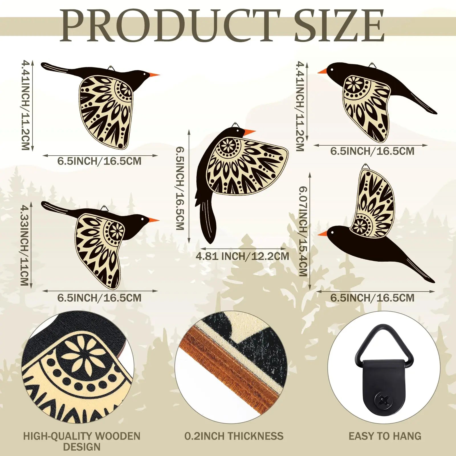 3D-väggskulptur av metallfågel – handgjord heminredningsset