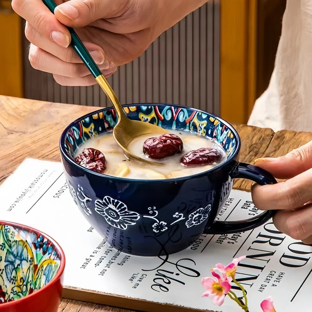 Boho Mandala Kaffekopp – Konstnärlig Keramisk Mugg för Te och Latte