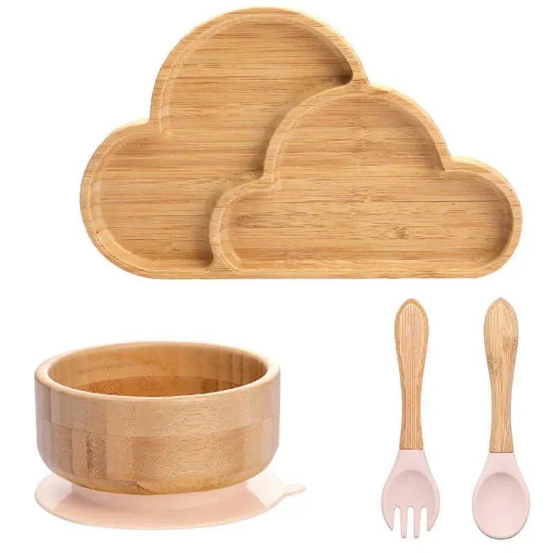 Halkfri måltidsset - Sugplatta och bestick för spädbarn och småbarn