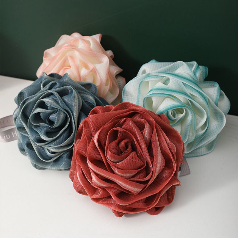 Blommig duschsvamp – Mild hudpolerande badpuff