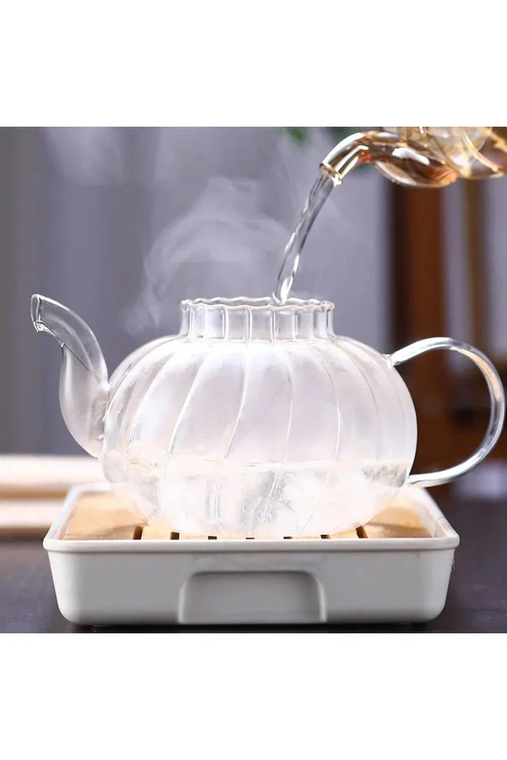 Snygg lösblads-tekanna med teinfuser och lock — Elegant brygd för teälskare