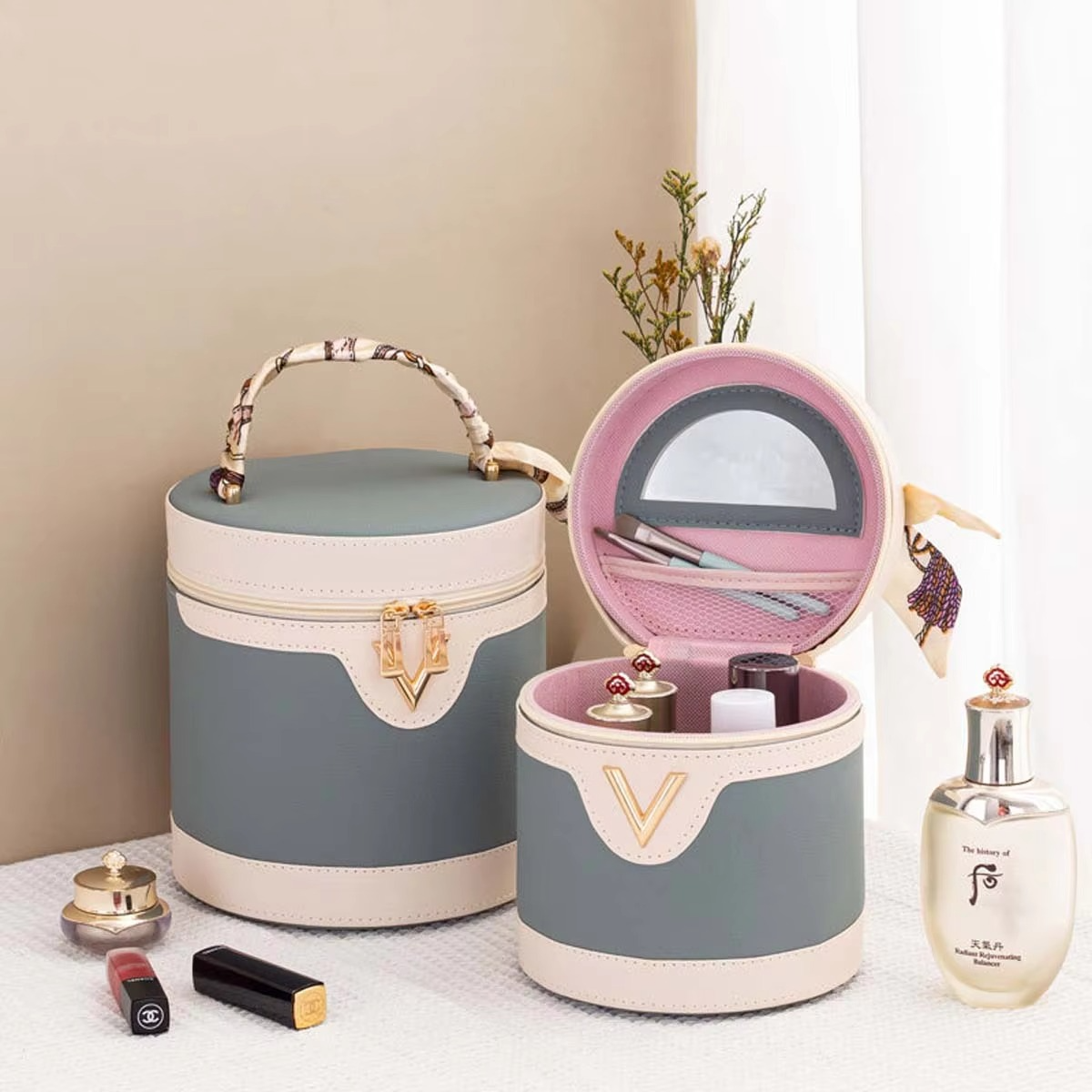 Bärbar sminkväska - Förvaringsväska för kosmetika och toalettartiklar för resor