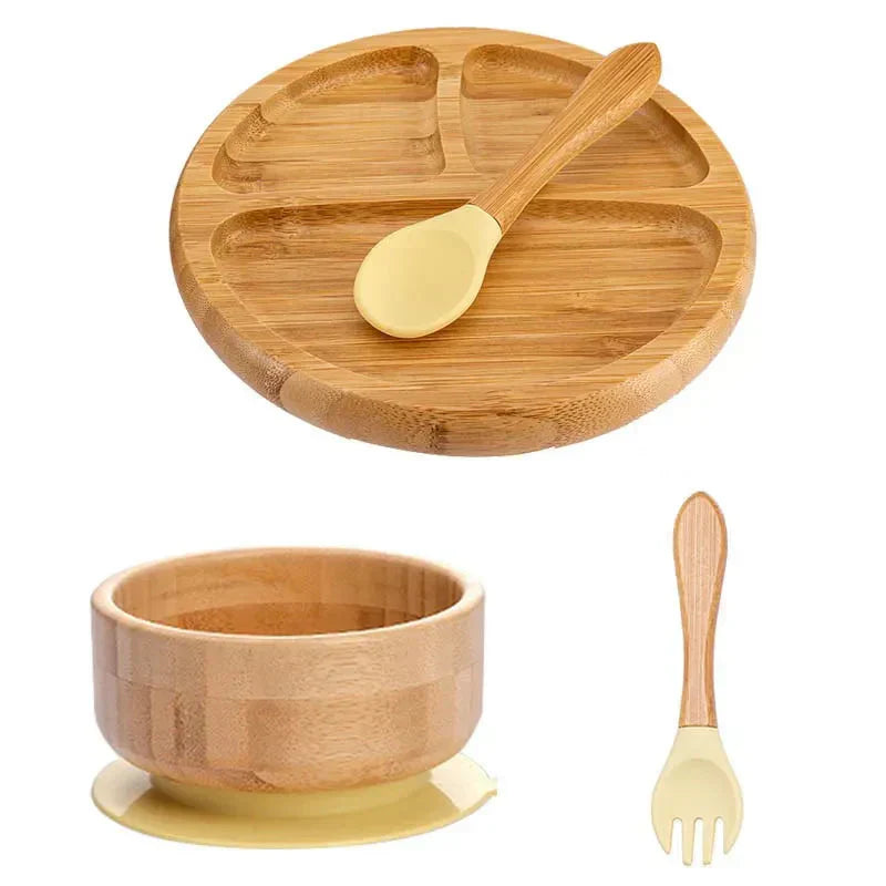 Halkfri måltidsset - Sugplatta och bestick för spädbarn och småbarn