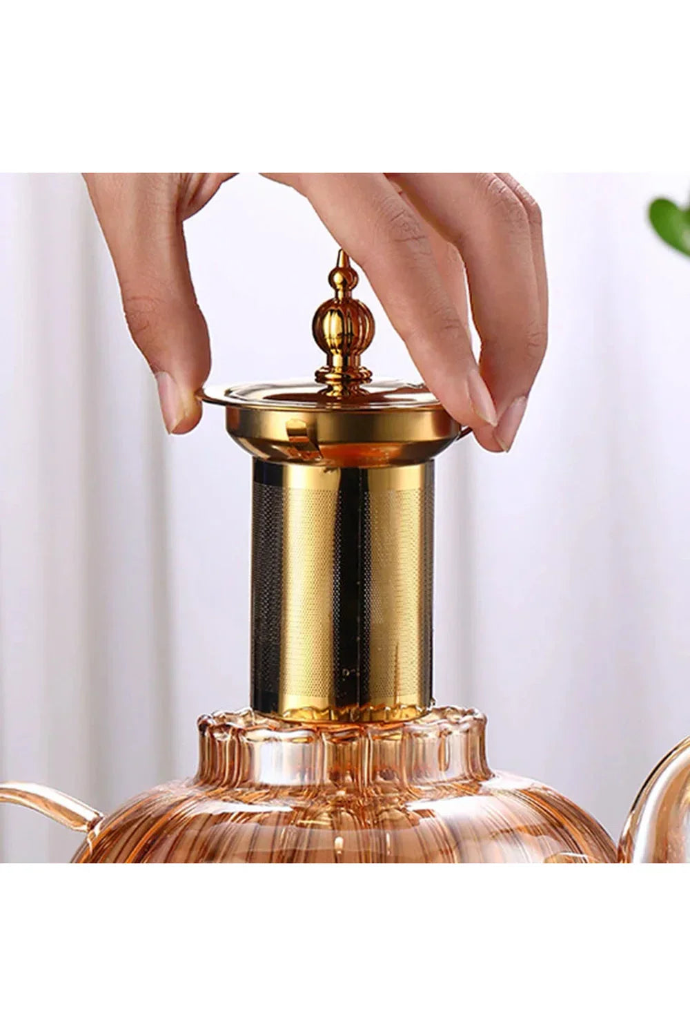 Snygg lösblads-tekanna med teinfuser och lock — Elegant brygd för teälskare