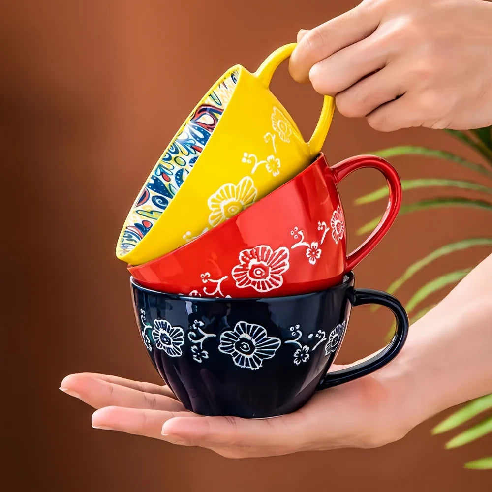 Boho Mandala Kaffekopp – Konstnärlig Keramisk Mugg för Te och Latte