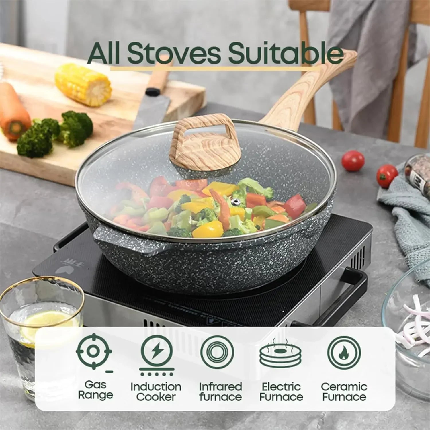 Premium steninspirerat nonstick-kokkärlset - 10-delars köksredskap