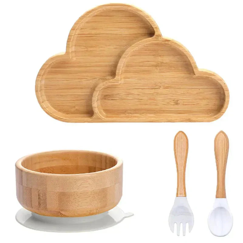 Halkfri måltidsset - Sugplatta och bestick för spädbarn och småbarn