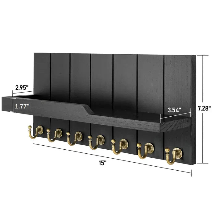 KeyHaven – Nyckelorganisator i trä med hylla, snygg väggförvaring för nycklar och post