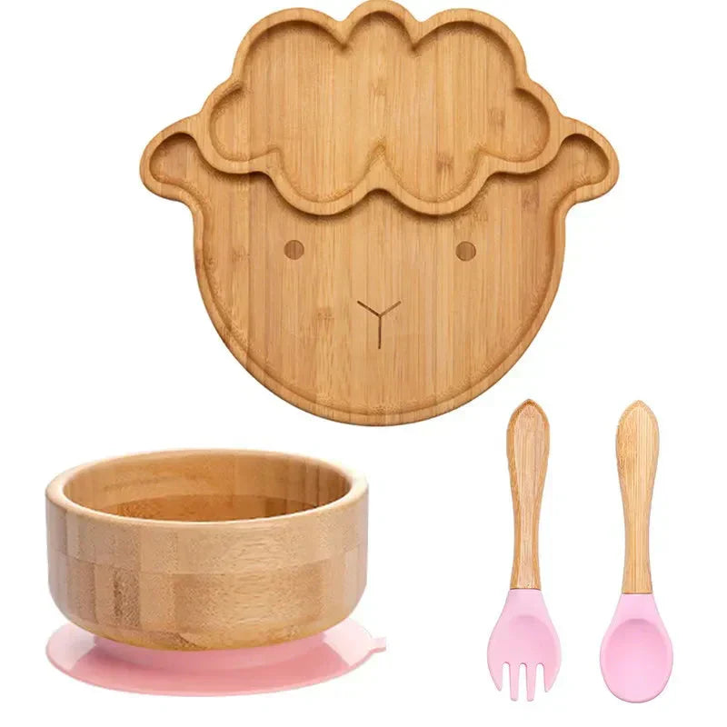 Halkfri måltidsset - Sugplatta och bestick för spädbarn och småbarn