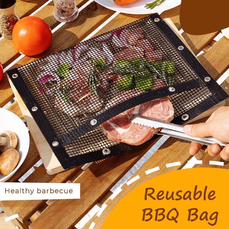 GrillMaster - Återanvändbara grillpåsar i nät – Non-stick grillpåsar