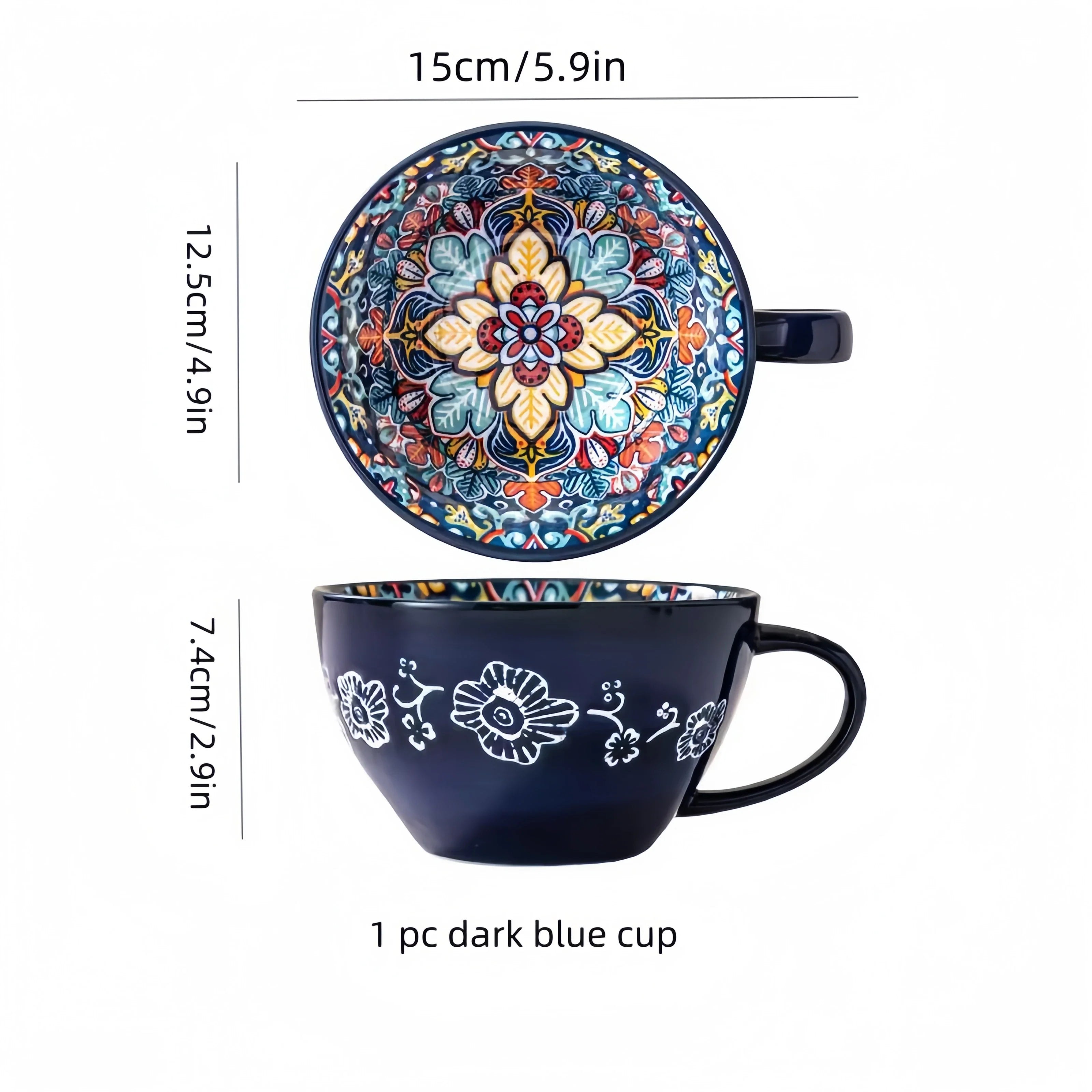 Boho Mandala Kaffekopp – Konstnärlig Keramisk Mugg för Te och Latte