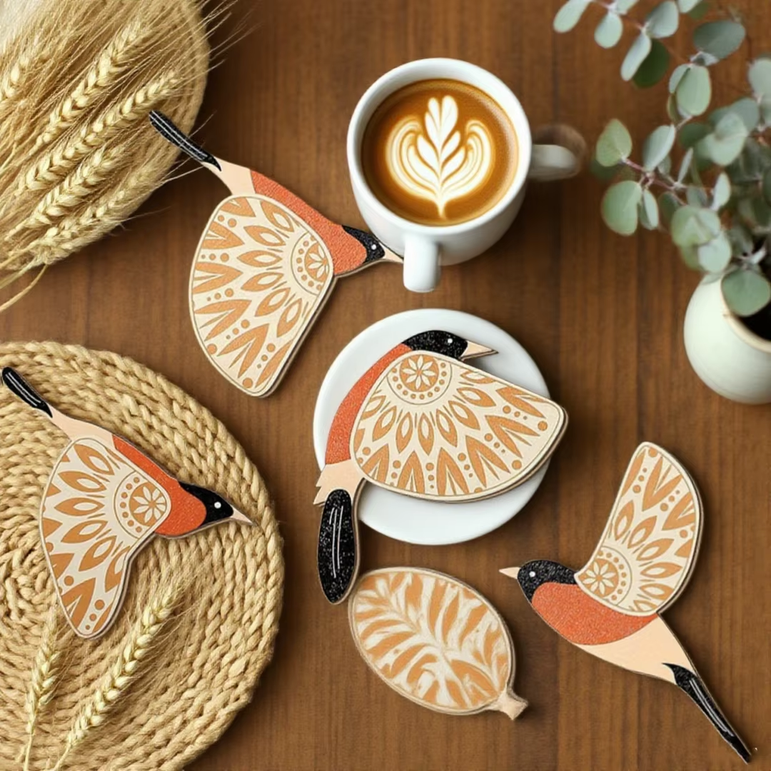 3D-väggskulptur av metallfågel – handgjord heminredningsset