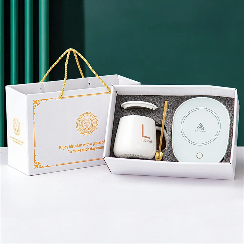 Innovativt set med uppvärmda muggar – Keramisk kopp med Smart Warming Coaster