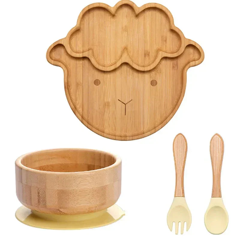 Halkfri måltidsset - Sugplatta och bestick för spädbarn och småbarn