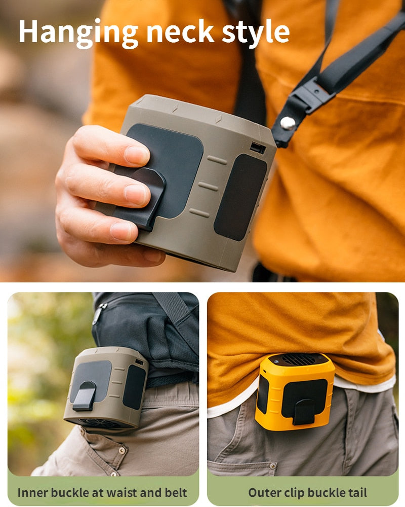 8000mAh uppladdningsbar utomhusfläkt med powerbank – Bärbar kylvänja med klämma