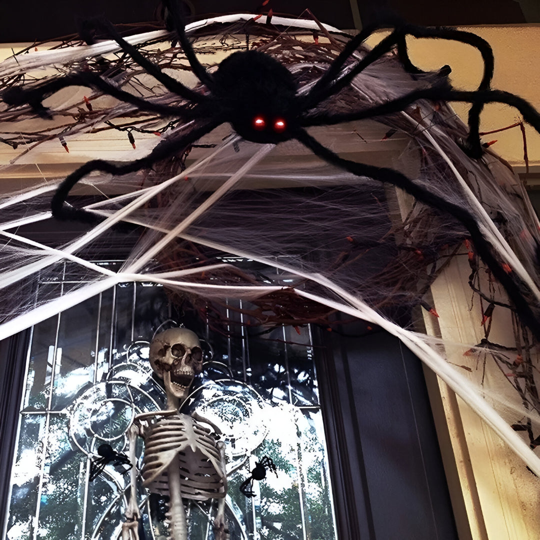 Jättehårig skräckspindel – Överdimensionerad pälsad spindelrekvisita för läskig Halloweendekoration