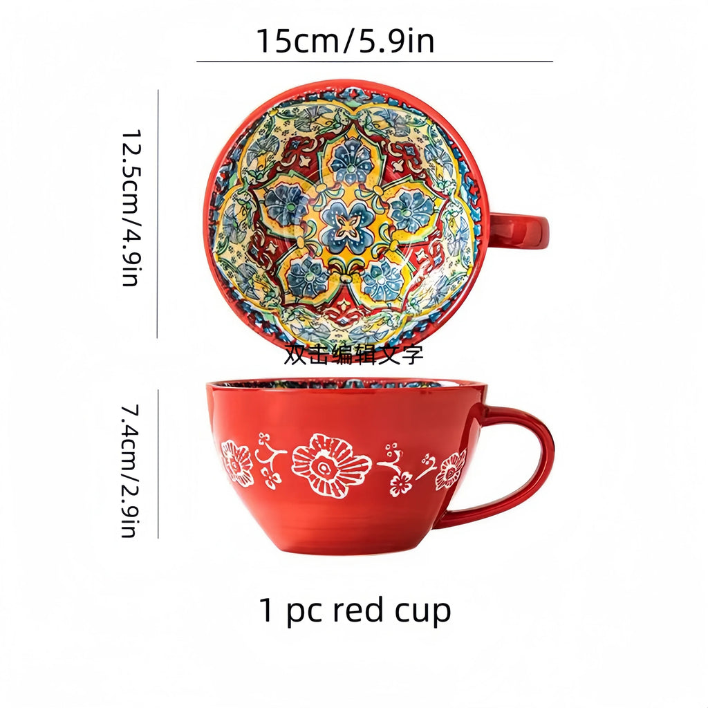 Boho Mandala Kaffekopp – Konstnärlig Keramisk Mugg för Te och Latte