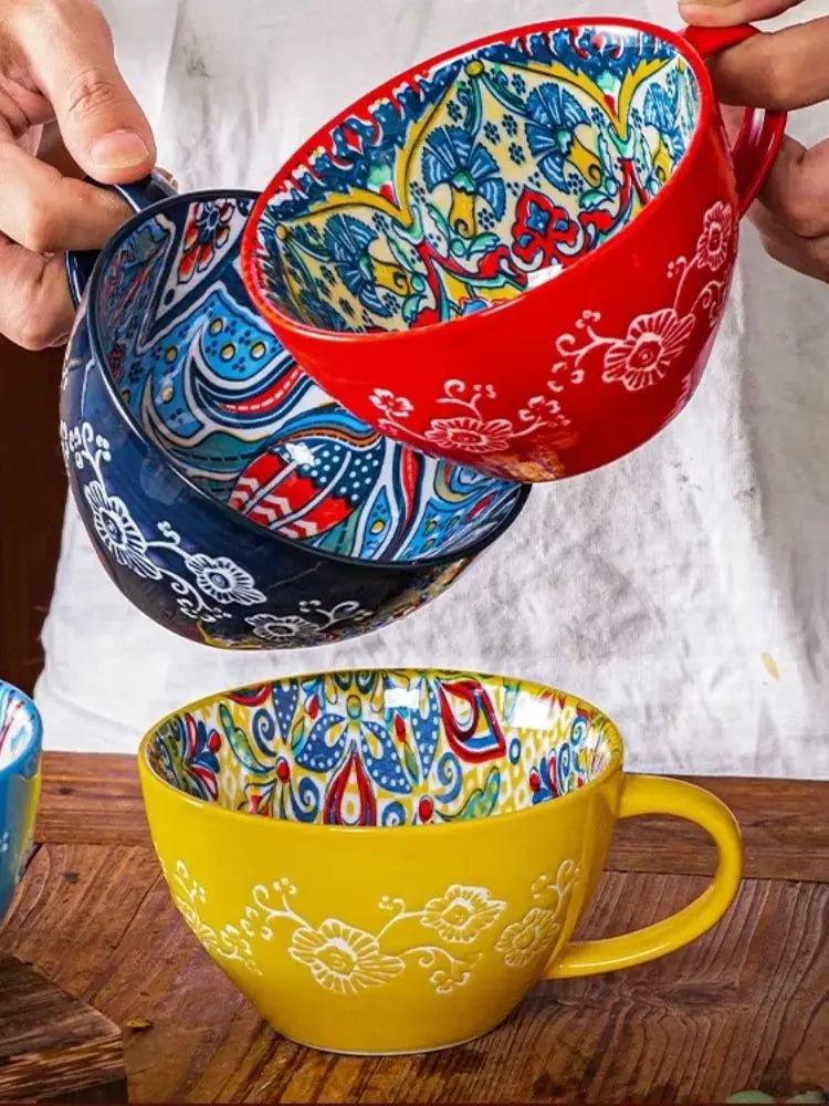 Boho Mandala Kaffekopp – Konstnärlig Keramisk Mugg för Te och Latte