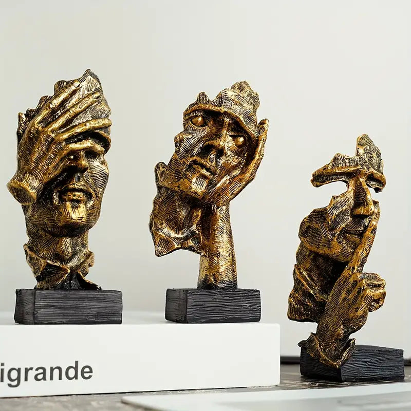 Modern 3-delad skulpturkollektion – Eleganta abstrakta figurer