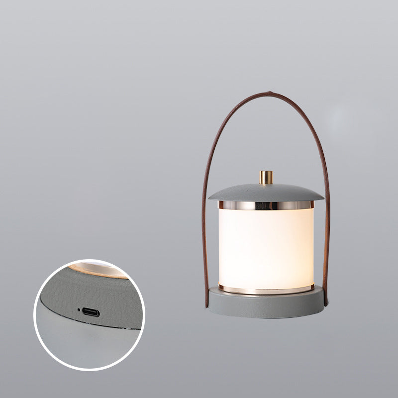 Portable LED Cylinder Lamp – Sleek Leather Look