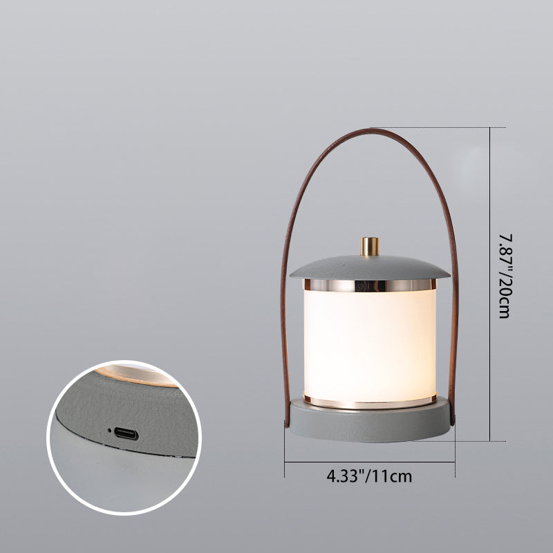 Portable LED Cylinder Lamp – Sleek Leather Look