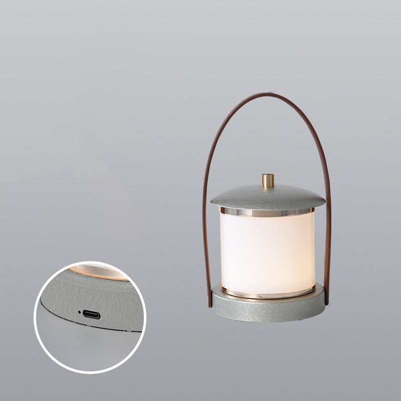 Portable LED Cylinder Lamp – Sleek Leather Look