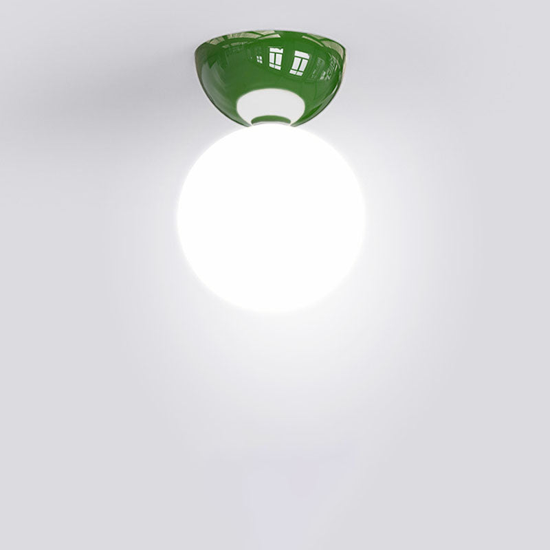 Contemporary Semi-Flush Iron and Glass Ceiling Light