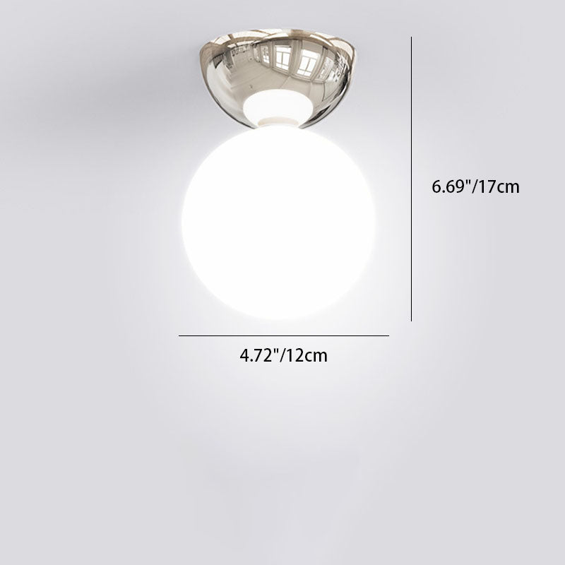 Contemporary Semi-Flush Iron and Glass Ceiling Light