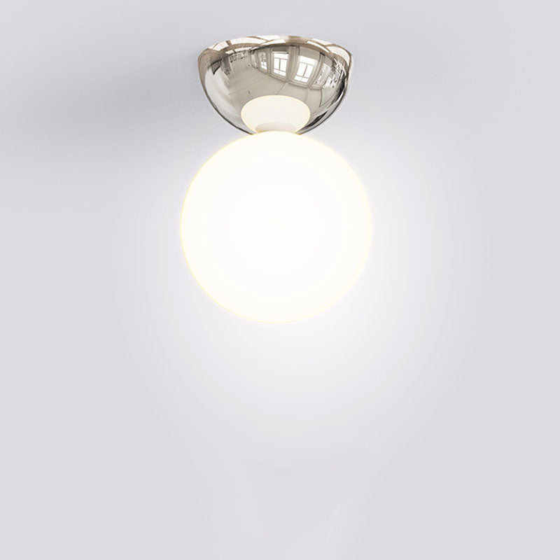 Contemporary Semi-Flush Iron and Glass Ceiling Light