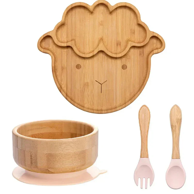 Halkfri måltidsset - Sugplatta och bestick för spädbarn och småbarn