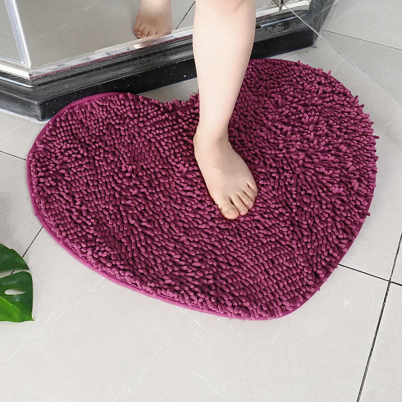 Mikrofiberbadrumsmatta - Söt hjärtformad, ultraabsorberande och halkfri design