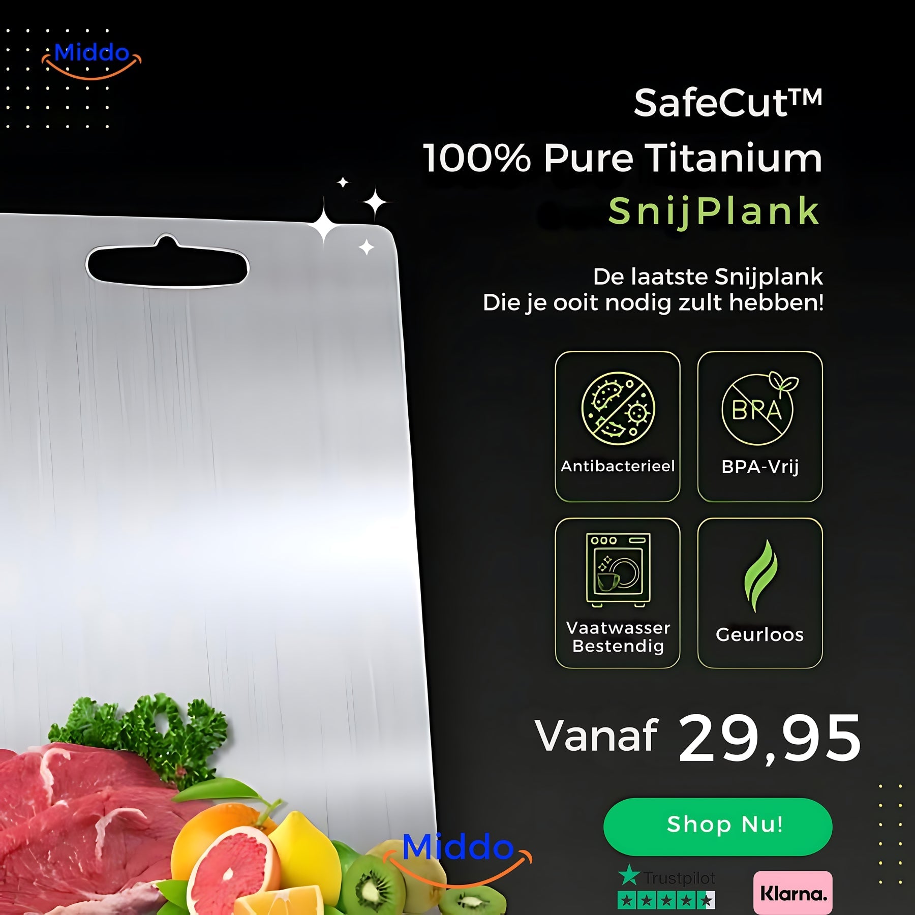 SafeCut 100% Titan Skärbräda - Stoppa mikroplast och bakterier från att äta!