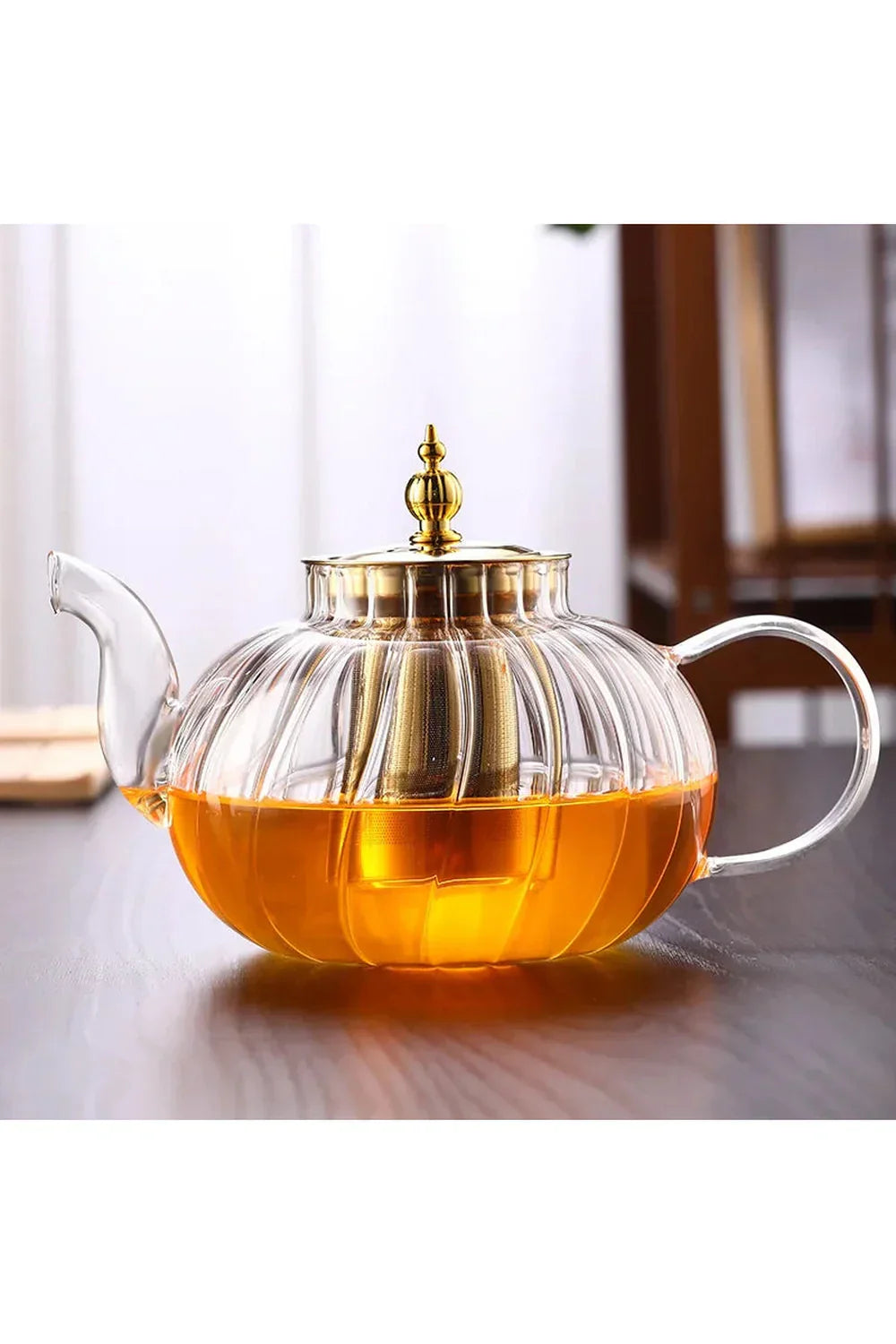 Snygg lösblads-tekanna med teinfuser och lock — Elegant brygd för teälskare