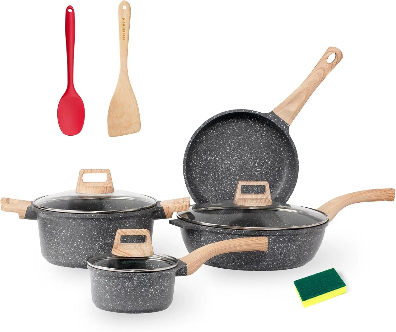 Premium steninspirerat nonstick-kokkärlset - 10-delars köksredskap