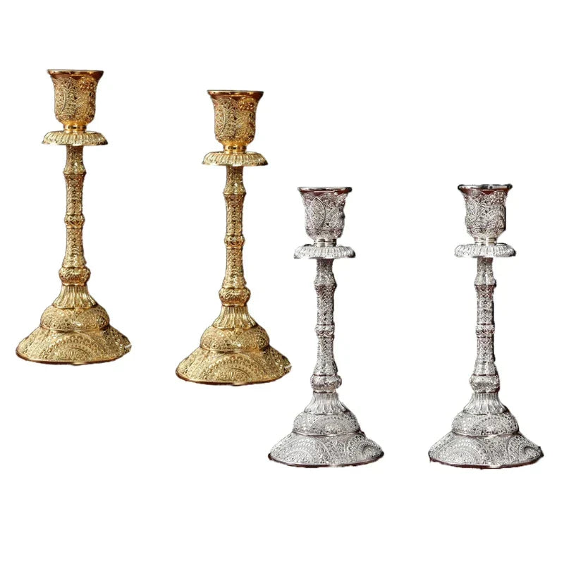 2 delar mässing pelare ljushållare