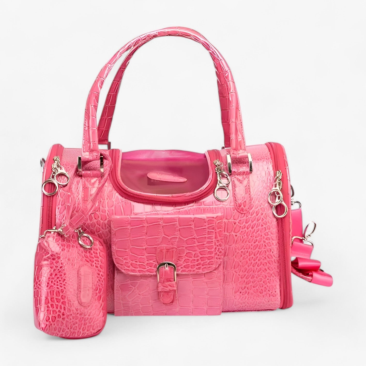 Chic PU-lädertransportör för husdjur – Bekväm och trendig resväska för små hundar och katter