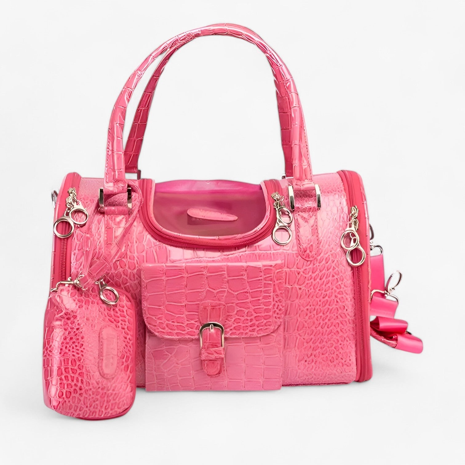 Chic PU-lädertransportör för husdjur – Bekväm och trendig resväska för små hundar och katter