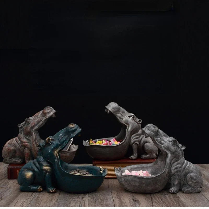 Charmig flodhästförvaringsfigur — Snygg förvaringsanordning för nycklar, mynt och småsaker